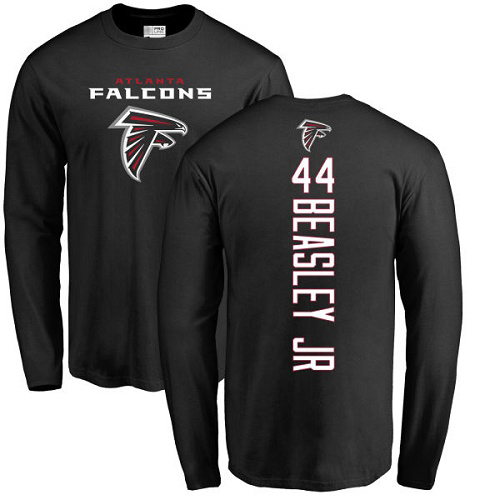 Atlanta Falcons Men Black Vic Beasley Backer NFL Football #44 Long Sleeve T Shirt